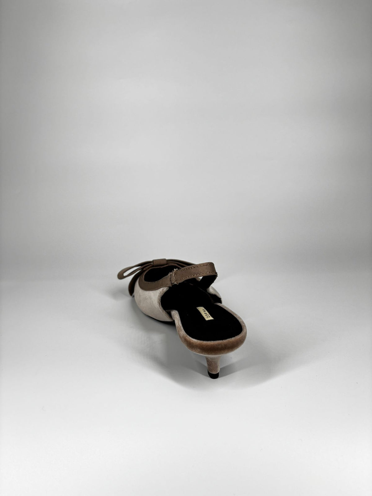 Slingback in Velluto con Fiocco - Beige