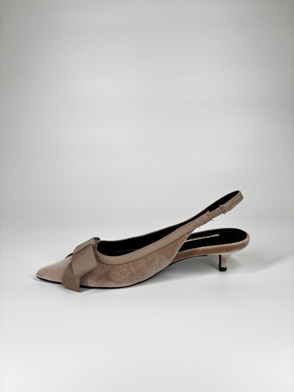 Slingback in Velluto con Fiocco - Beige