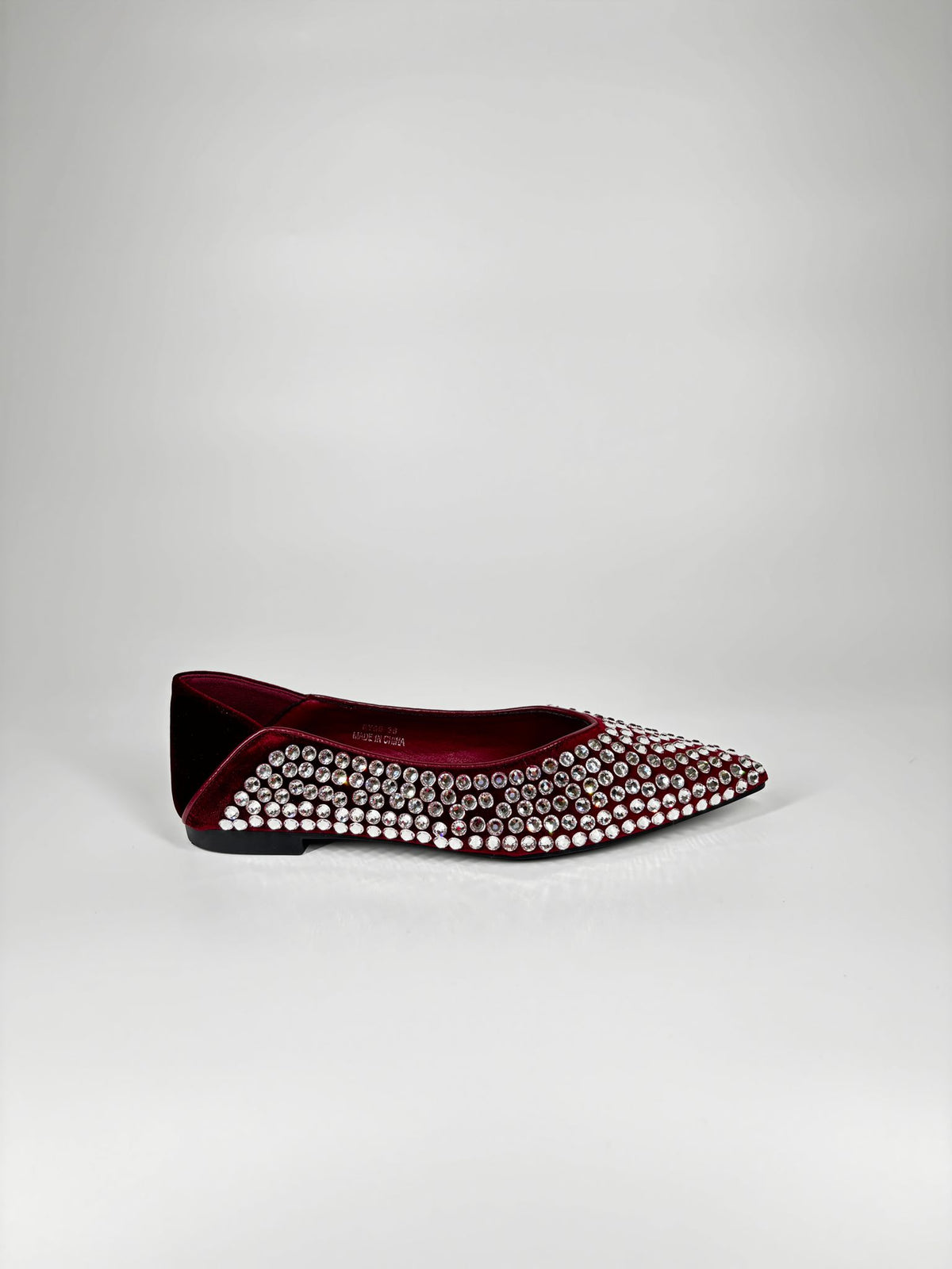 Ballerina Flat - Velluto Bordeaux e Strass Luminosi