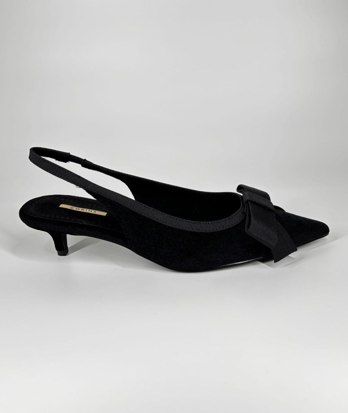 Slingback in Velluto con Fiocco - Nero