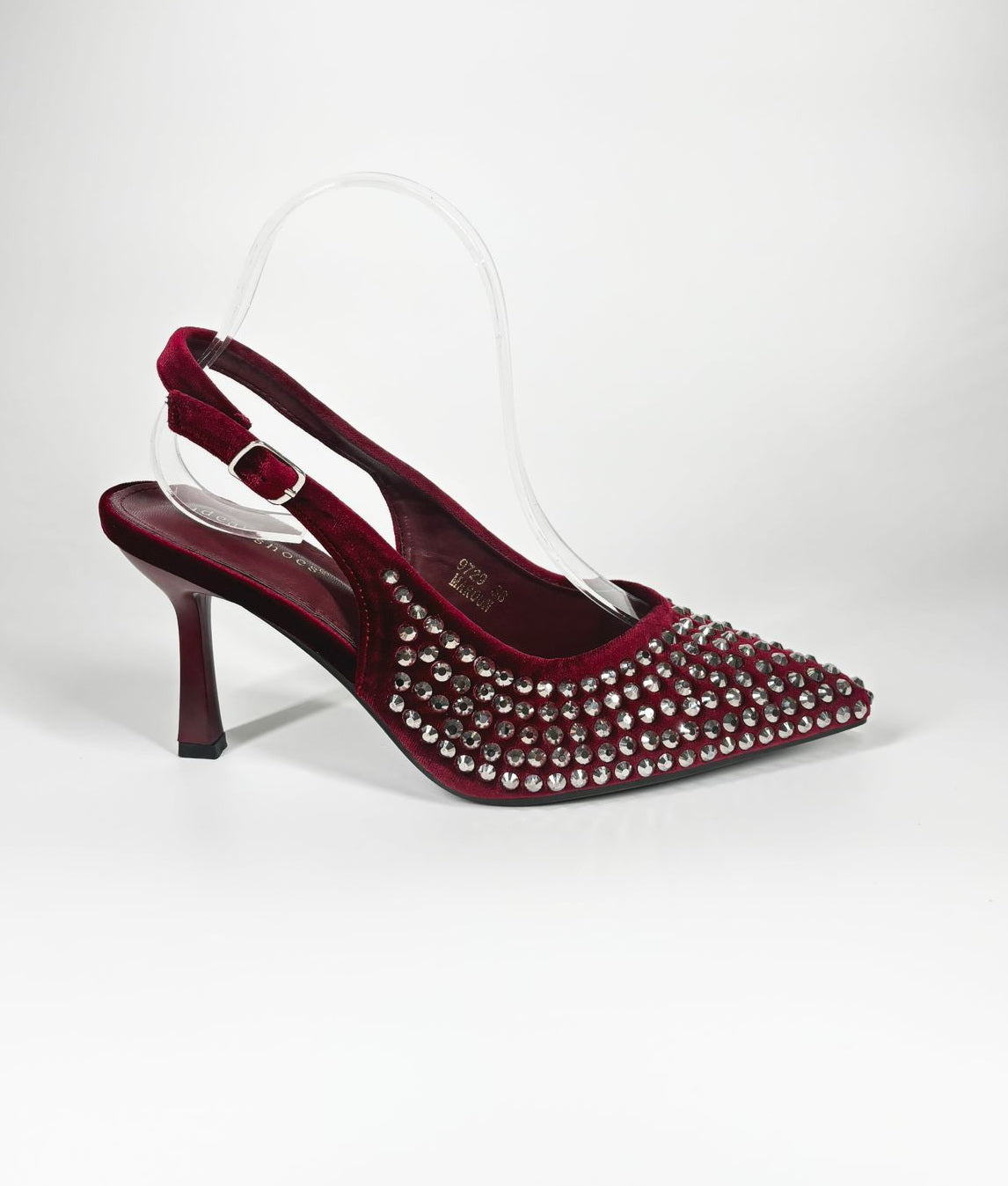 Slingback 'Velvet Rock' - Velluto Bordeaux e Borchie Silver