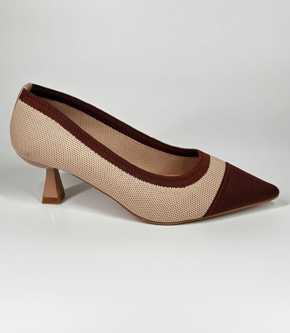 Décolleté in tessuto Bicolore - Marrone