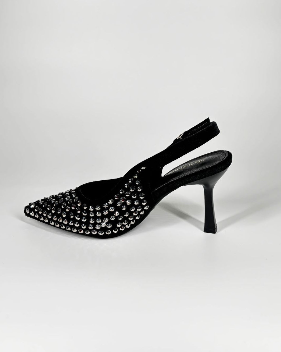 Slingback 'Velvet Rock' - Velluto nero e Borchie Silver