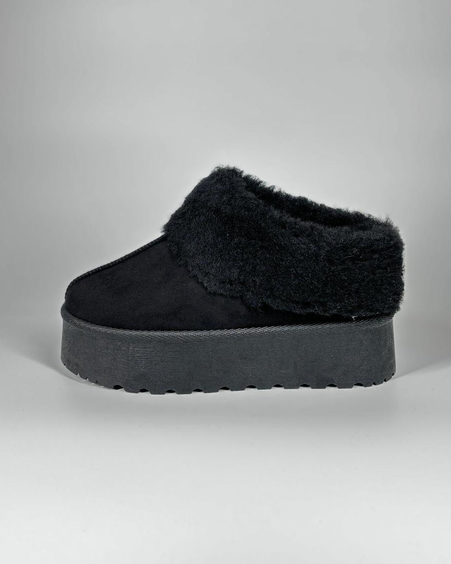 Mules Platform con imbottitura peluche - Nero