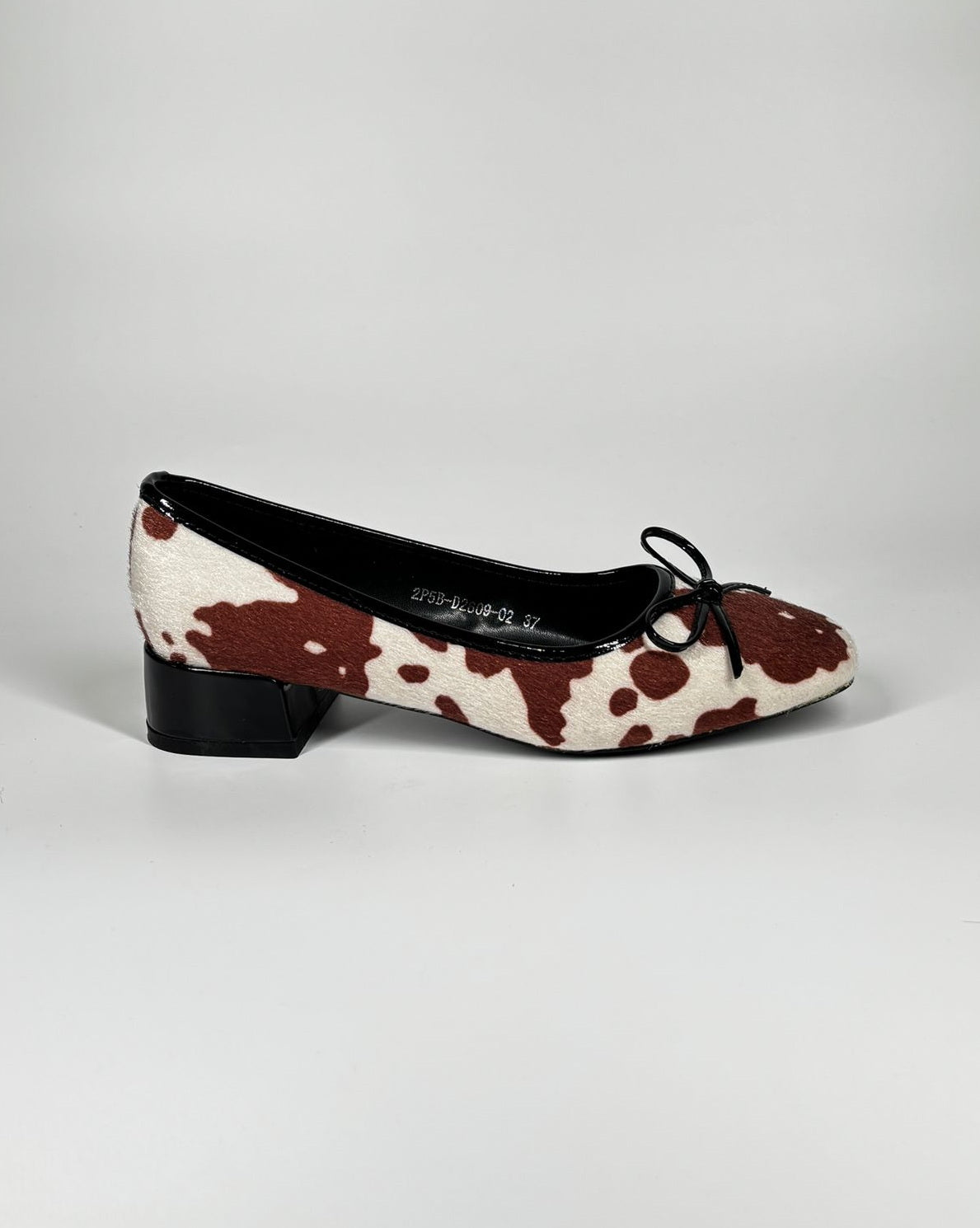 Décolleté "Muu-Chic" in Stampa Mucca con Tacco Basso - Marrone