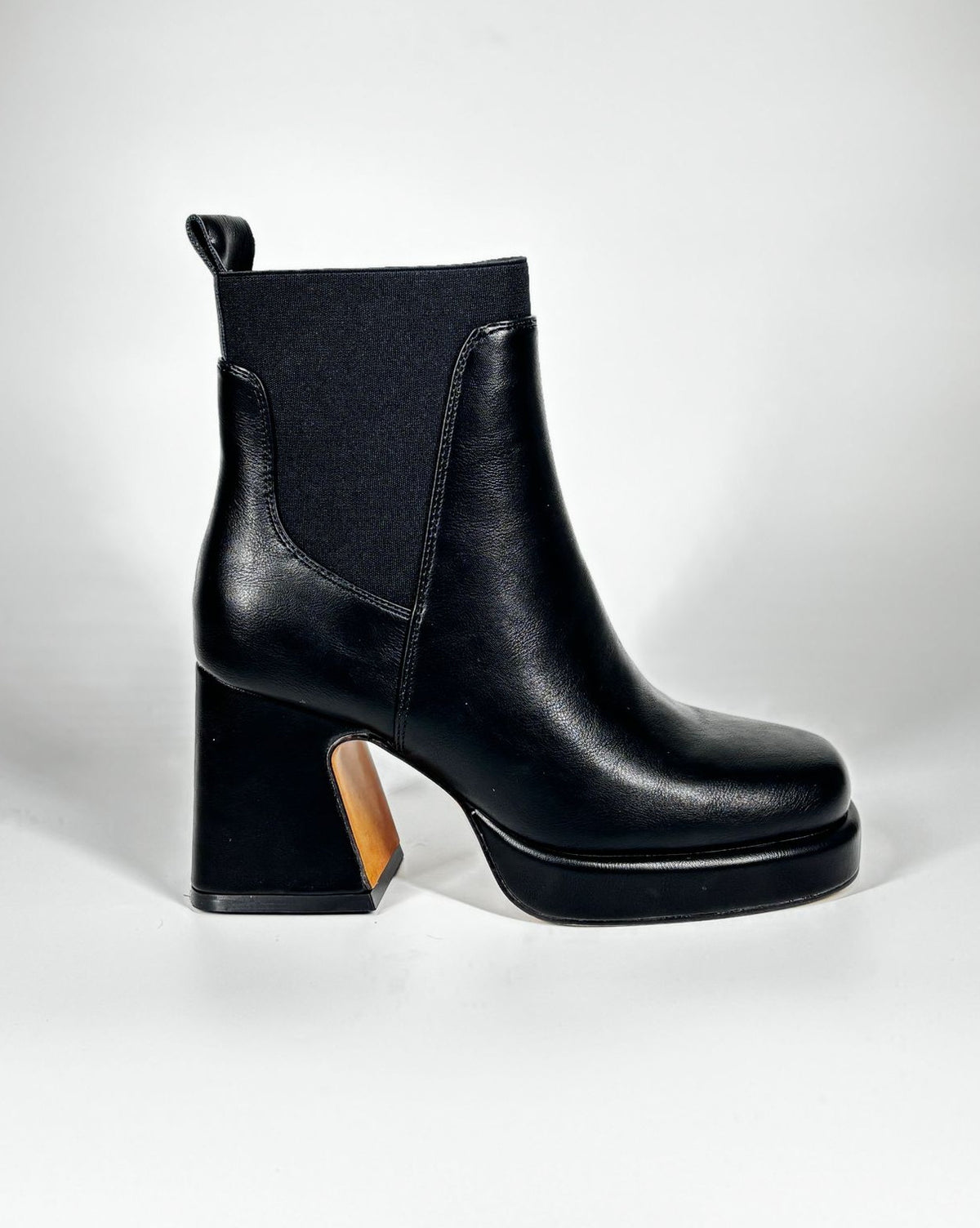 Stivaletto Chelsea Platform '70s Punta Squadrata - Nero