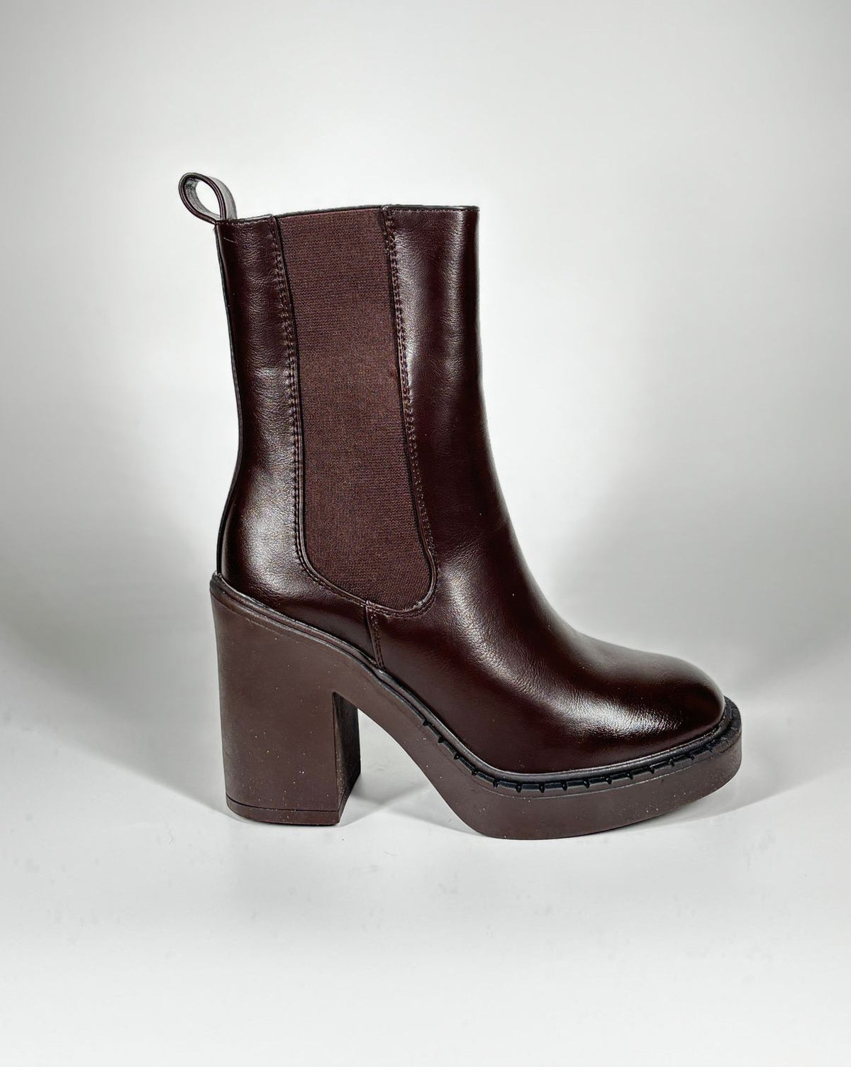 Stivaletto Chunky con Tacco Largo - Marrone Scuro