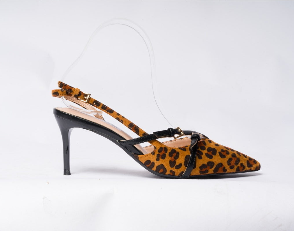 Décolleté slingback in tessuto - Animalier