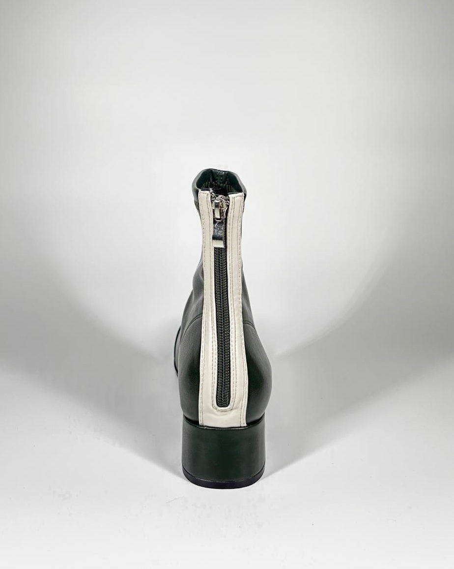 Stivaletto 'Bold Contrast' Punta Quadrata e Zip a Contrasto - Verde