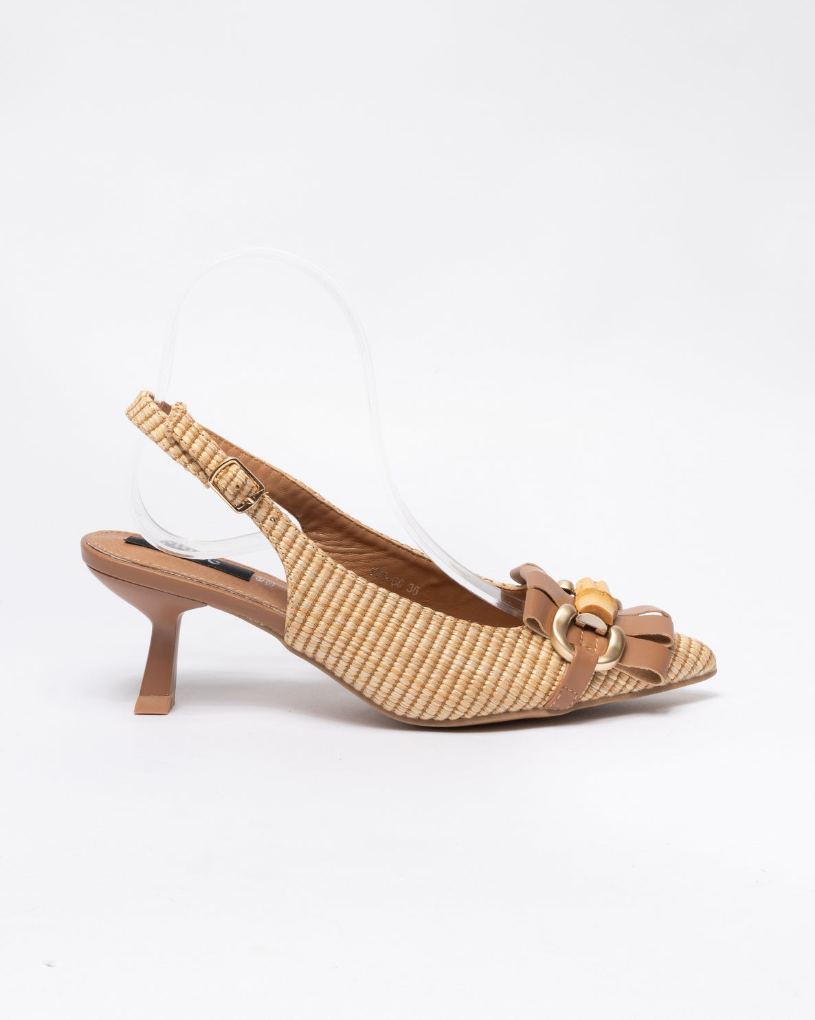 Decolleté Slingback con frange-Marrone