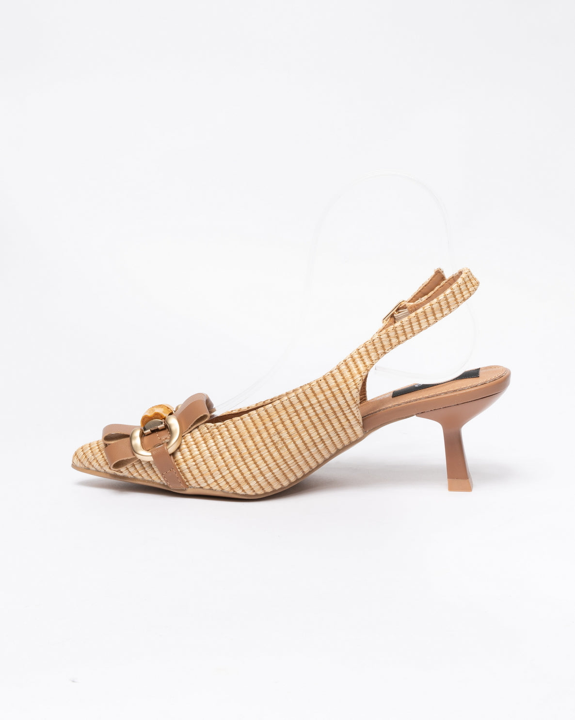 Decolleté Slingback con frange-Marrone