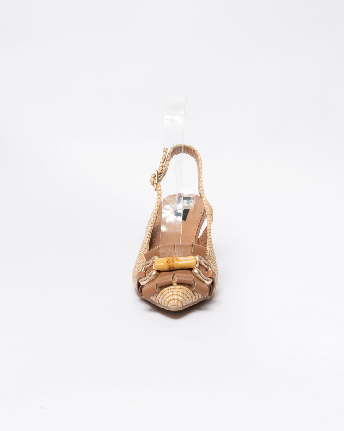 Decolleté Slingback con frange-Marrone