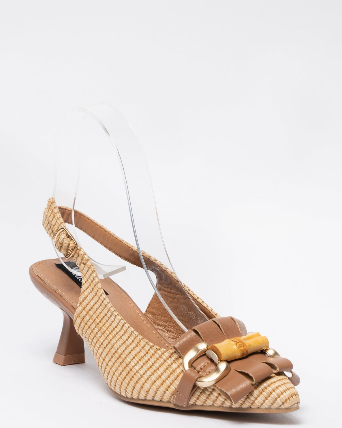 Decolleté Slingback con frange-Marrone