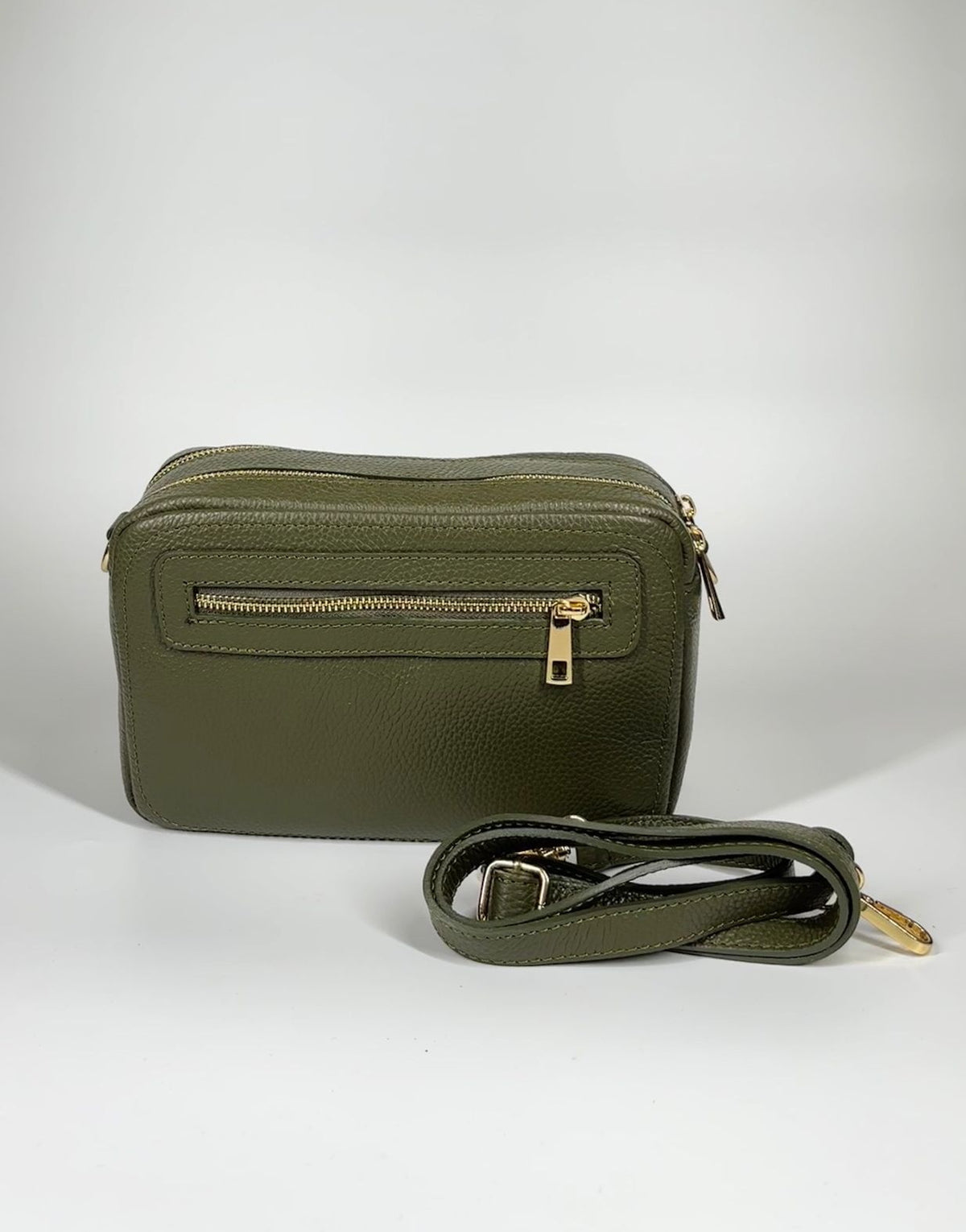 Borsa in vera pelle con doppia scomparto - Verde