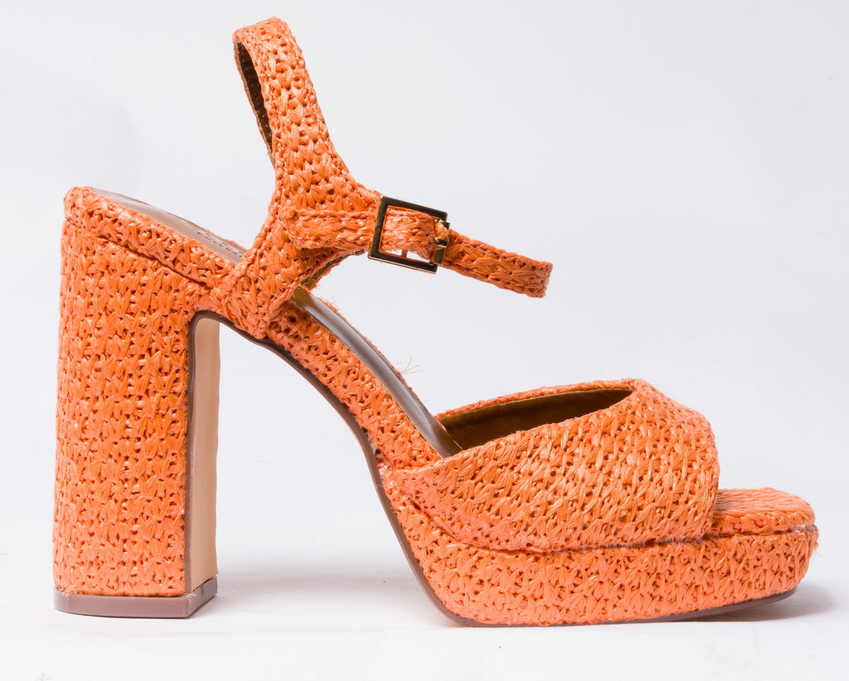 Sandalo da donna in rafia - Arancio