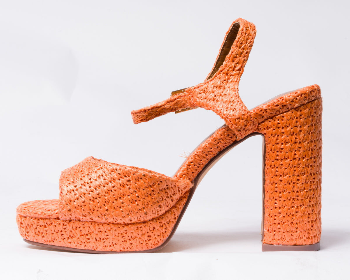 Sandalo da donna in rafia - Arancio