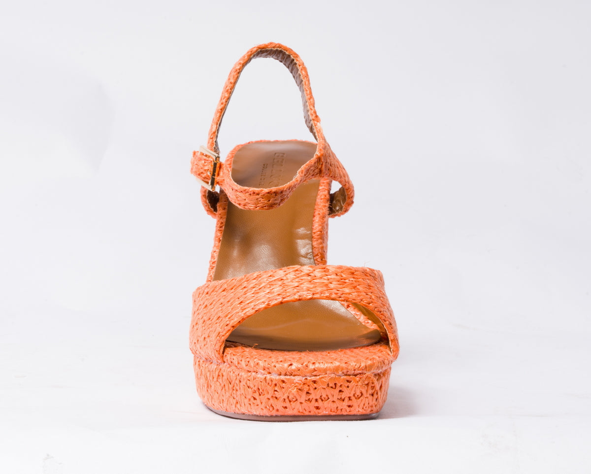 Sandalo da donna in rafia - Arancio