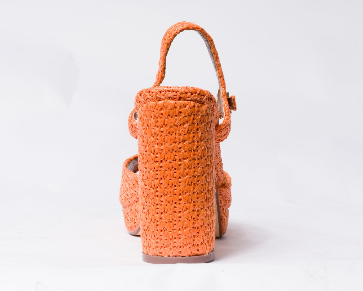 Sandalo da donna in rafia - Arancio