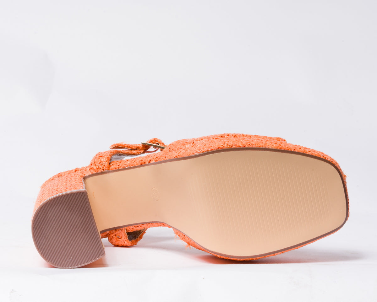 Sandalo da donna in rafia - Arancio