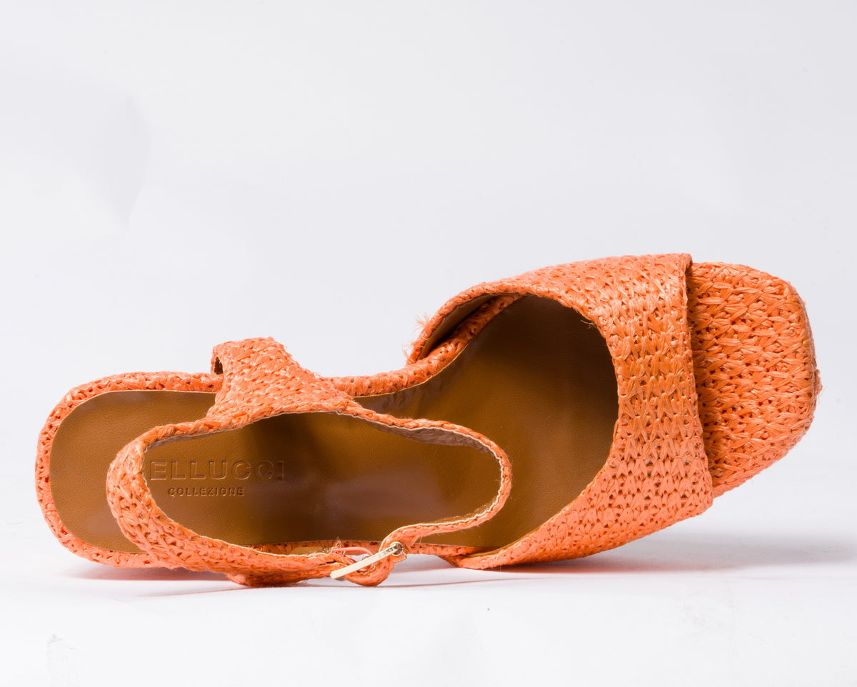 Sandalo da donna in rafia - Arancio