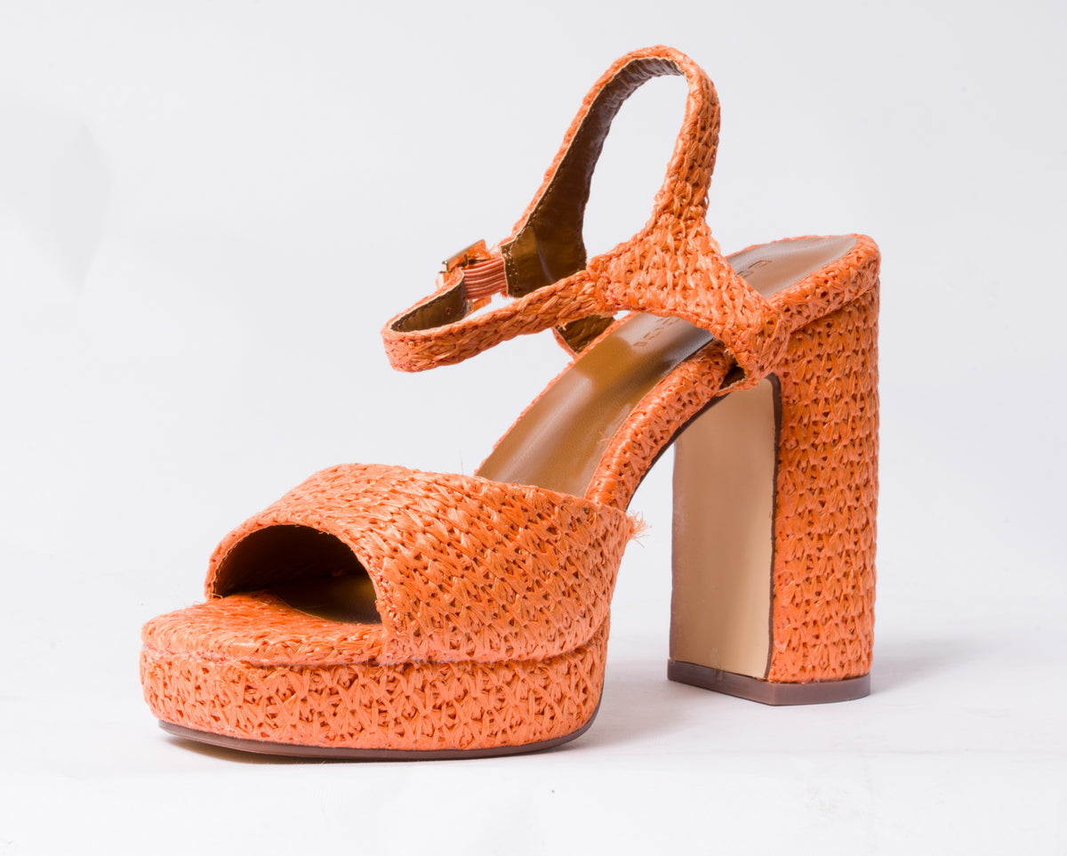 Sandalo da donna in rafia - Arancio