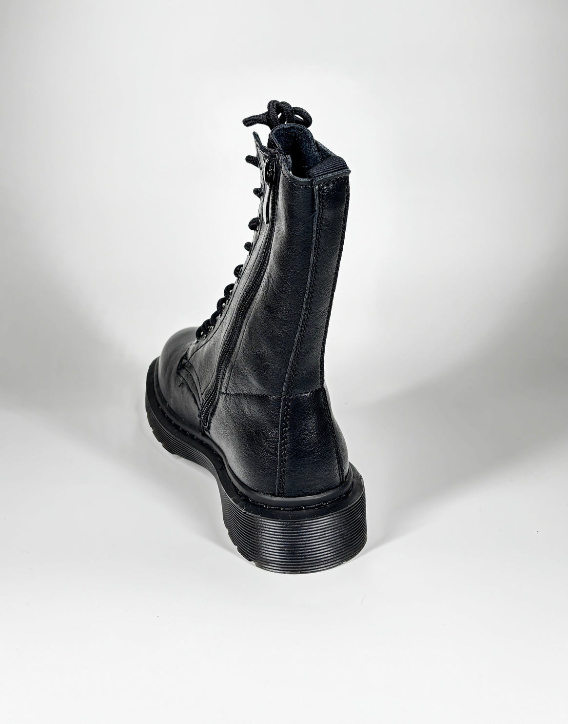 Anfibi in ecopelle con lacci Zip Laterale - Nero