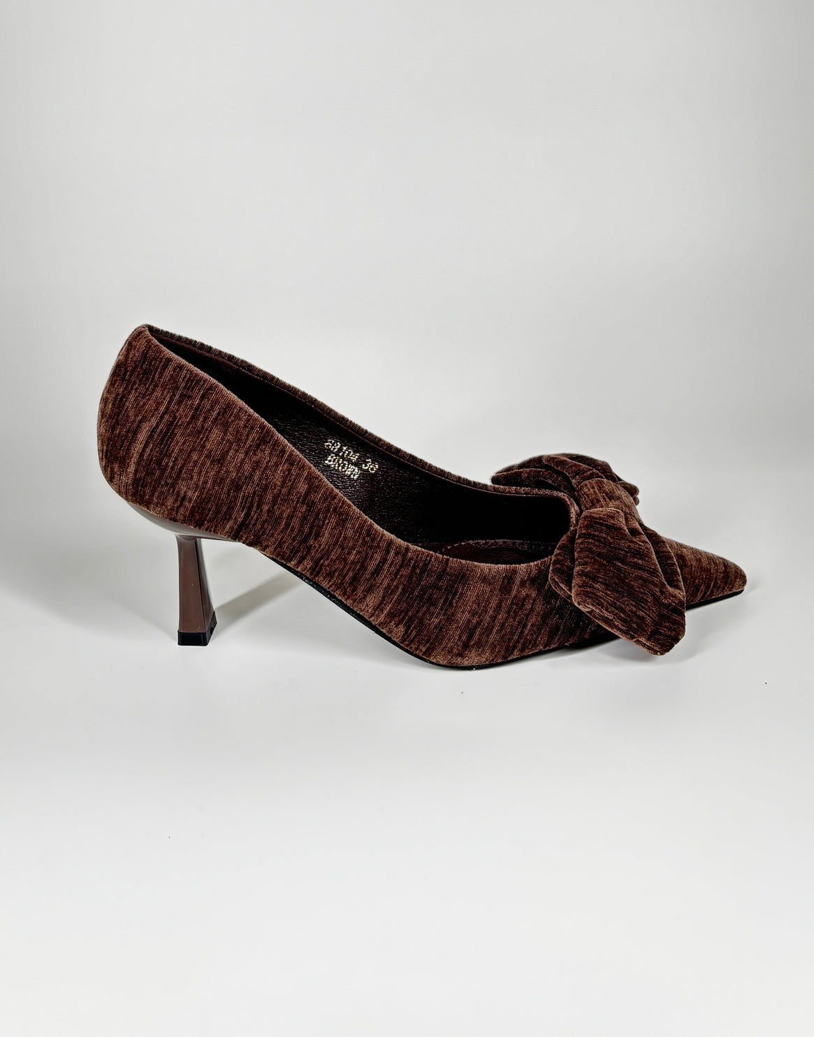 Décolleté in Velluto con Fiocco –  Marrone