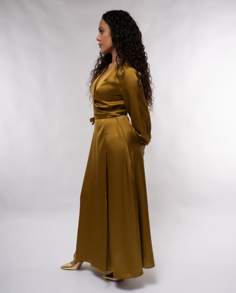 Please Chemisier lungo Please in raso elasticizzato maniche lunghe