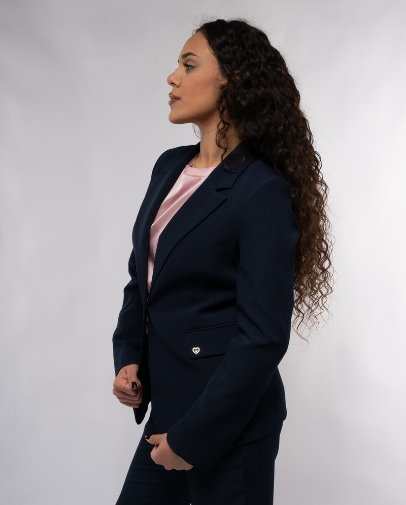 Giacca da donna Please monopetto avvitata collo reverse BLU