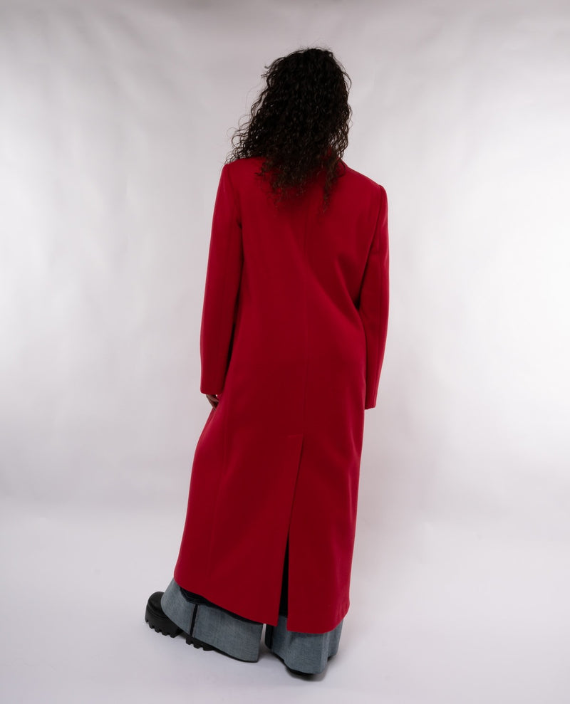 Cappotto da donna fittato Rebel Queen monopetto bottone gioiello ROSSO
