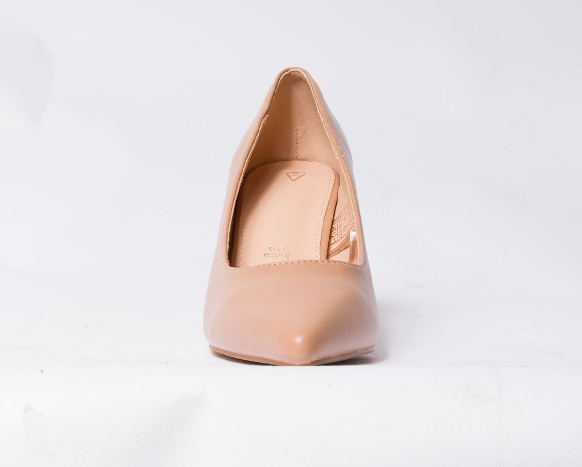 Decolettè in ecopelle con tacco rocchetto - Nude