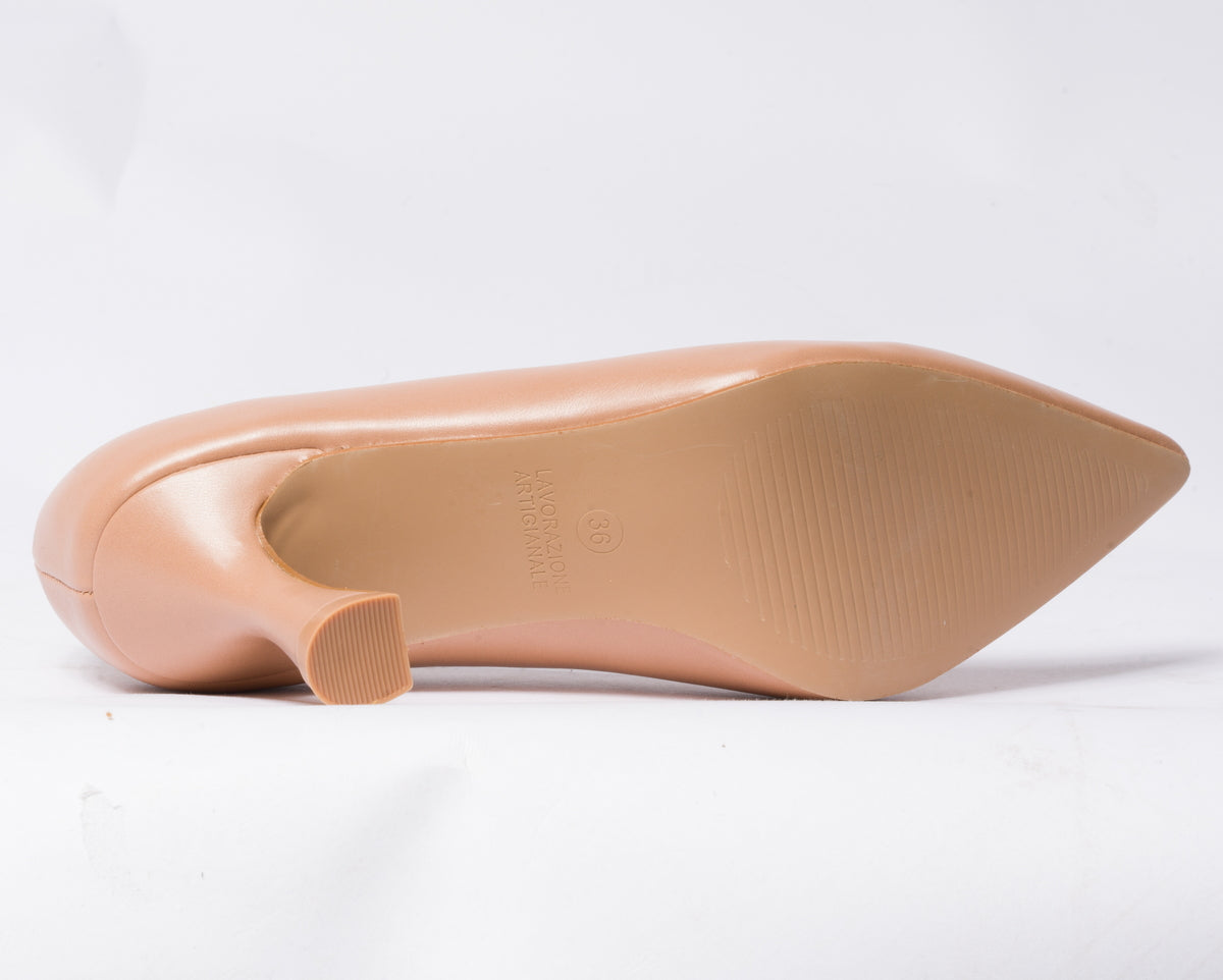 Decolettè in ecopelle con tacco rocchetto - Nude