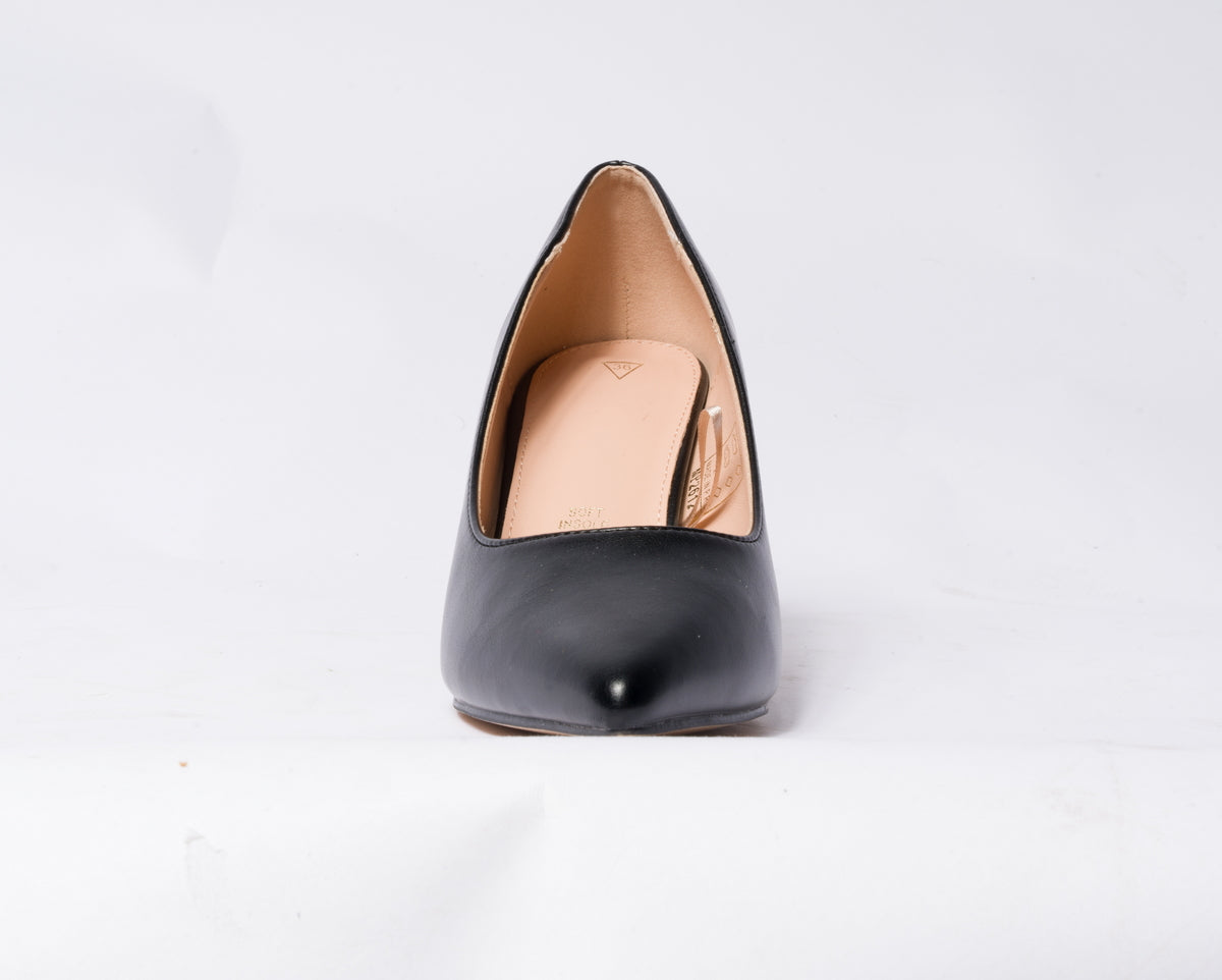 Decolettè in ecopelle con tacco rocchetto - NERO