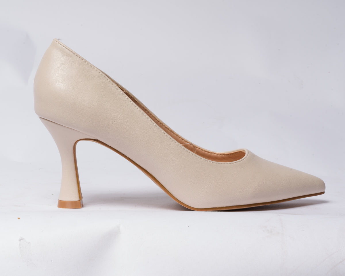 Decolettè in ecopelle con tacco rocchetto - Panna