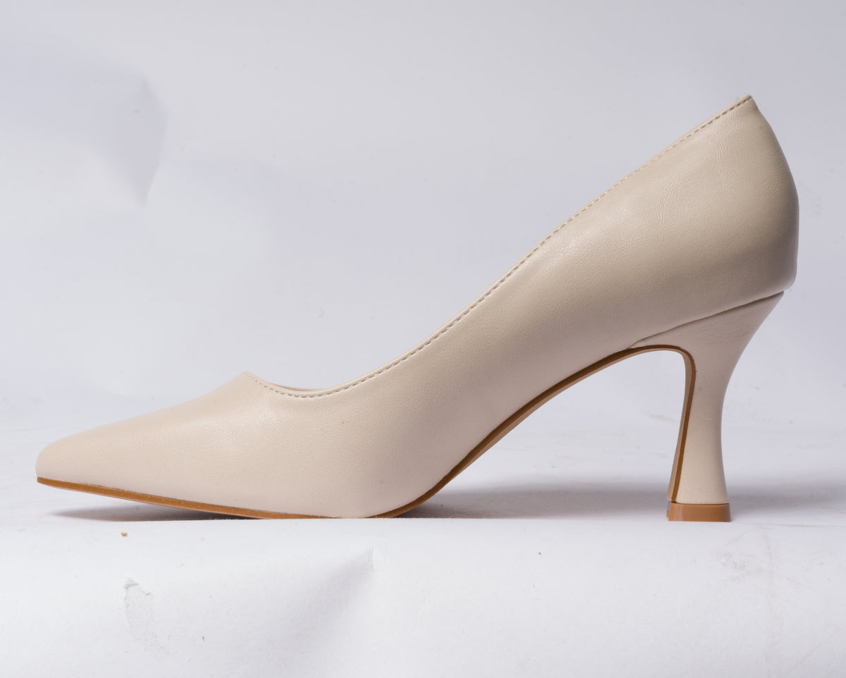 Decolettè in ecopelle con tacco rocchetto - Panna