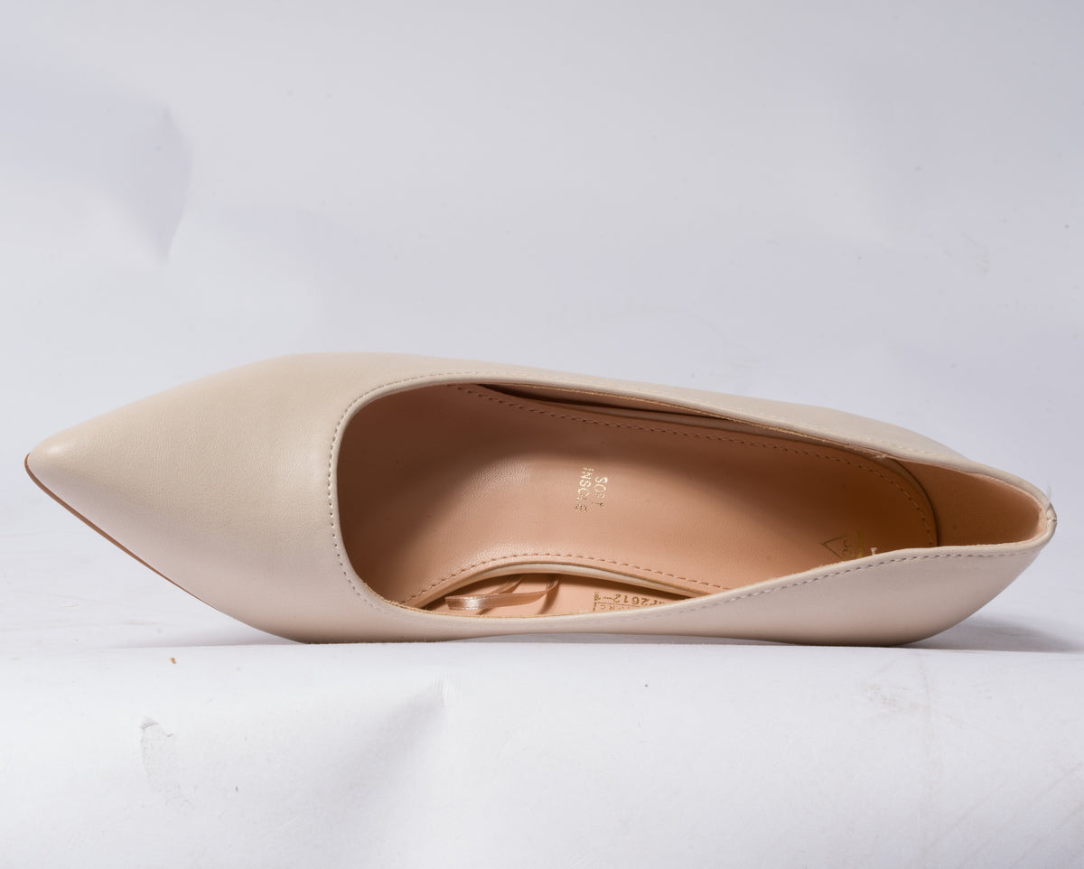 Decolettè in ecopelle con tacco rocchetto - Panna