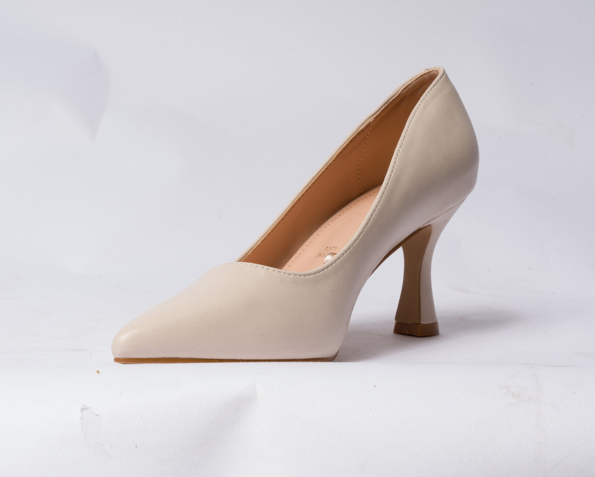 Decolettè in ecopelle con tacco rocchetto - Panna