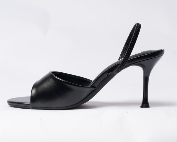 Sandalo in ecopelle con cinturino elastico al tallone - Nero