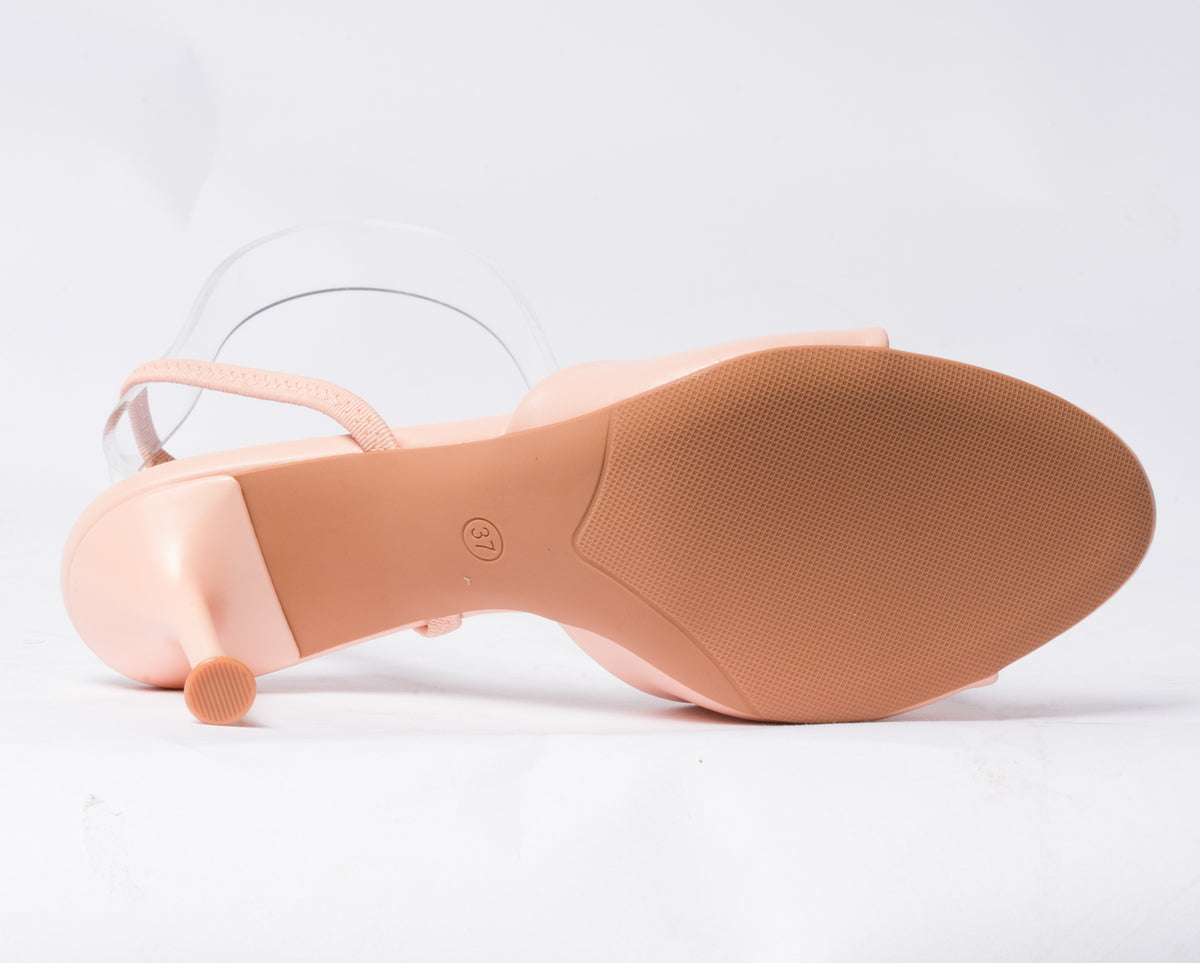Sandalo in ecopelle con cinturino elastico al tallone  - Rosa