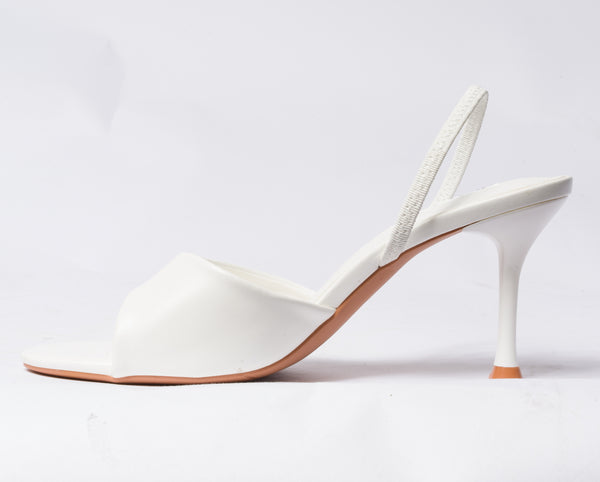 Sandalo in ecopelle con cinturino elastico al tallone - Bianco