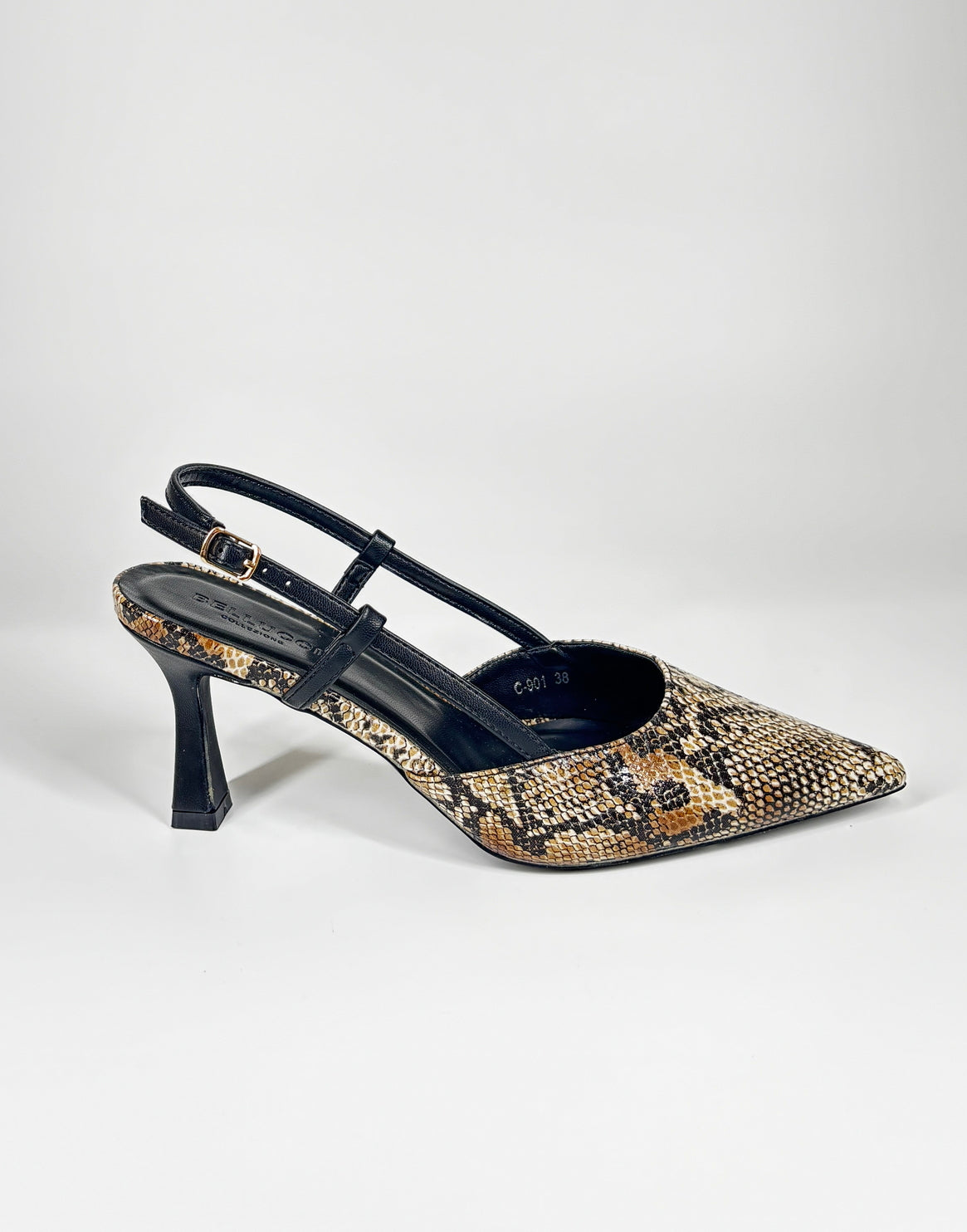 Décolleté slingback con stampa pitonata