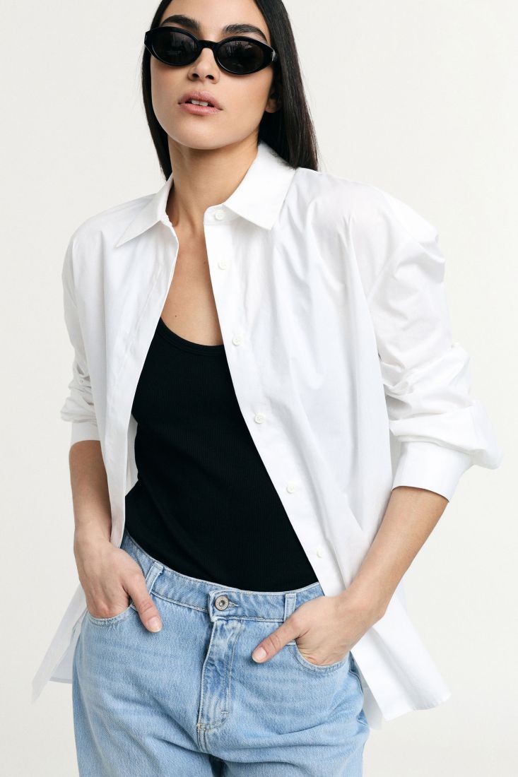 Camicia con collo classico e maniche lunghe -  Bianco
