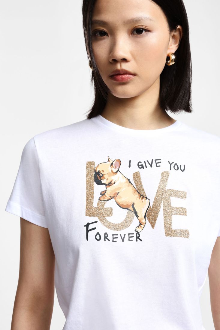 T-shirt maniche corte con stampa - Bianco