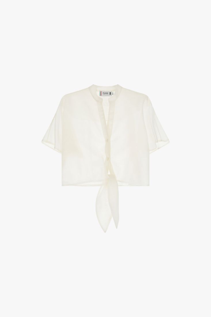 Camicia corta con nodo frontale - PANNA