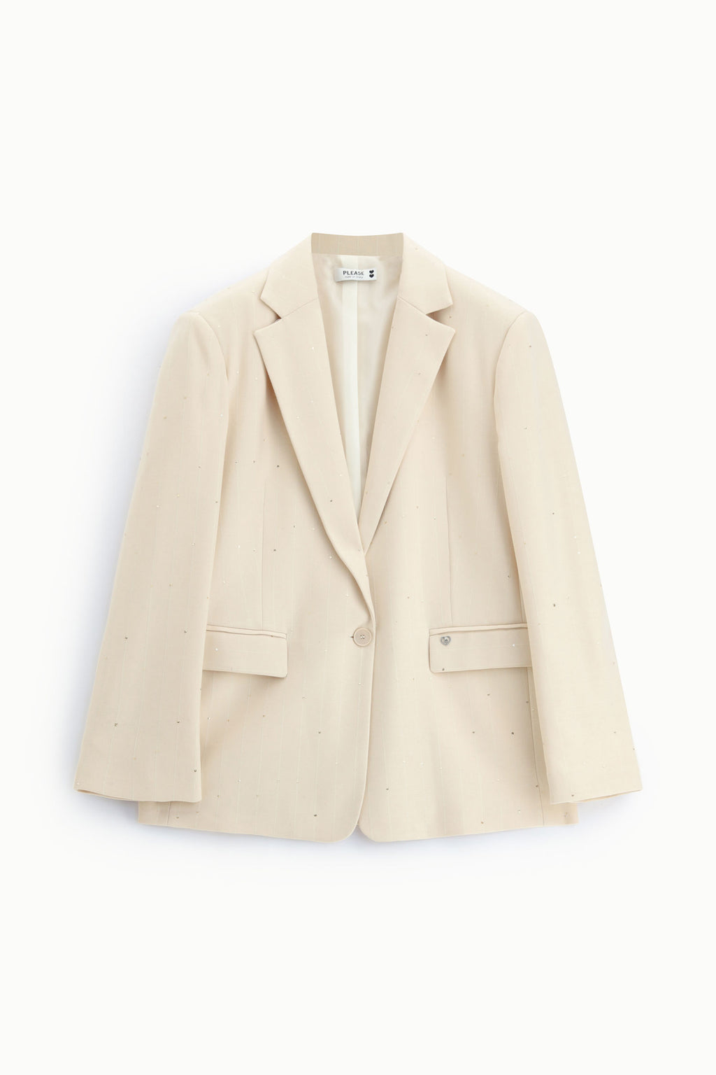 Blazer regular-fit con tasche a pattina e righe sottili Please - Panna