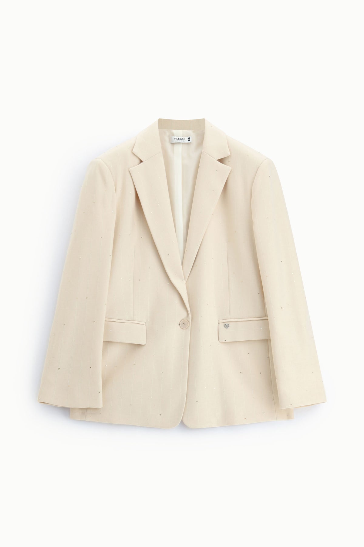 Blazer regular-fit con tasche a pattina e righe sottili Please - Panna