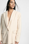 Blazer regular-fit con tasche a pattina e righe sottili Please - Panna