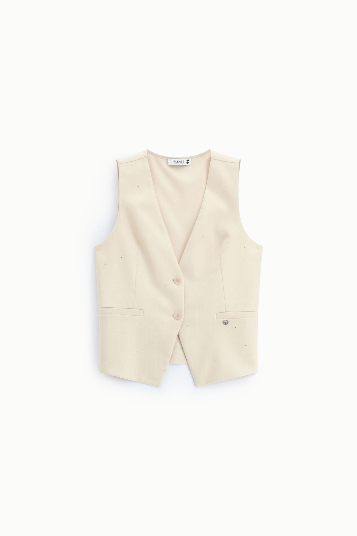 Gilet scollo a v con tasche a filetto Please - Panna