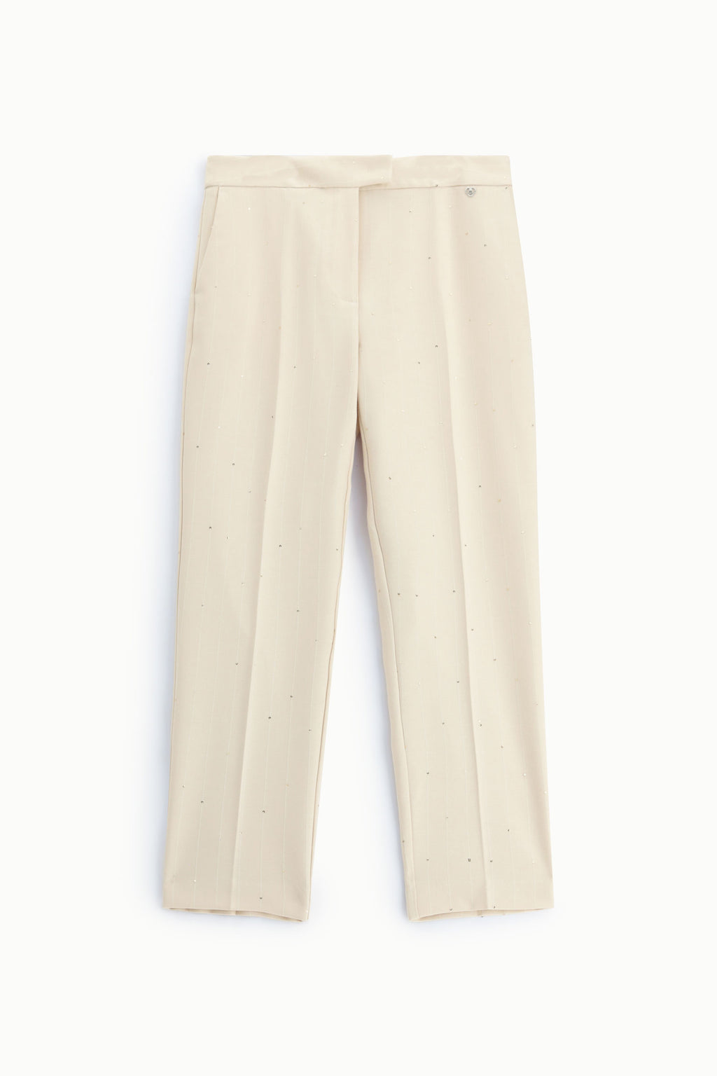 Pantaloni a sigaretta sartoriali con motivo a righe Please  - Panna