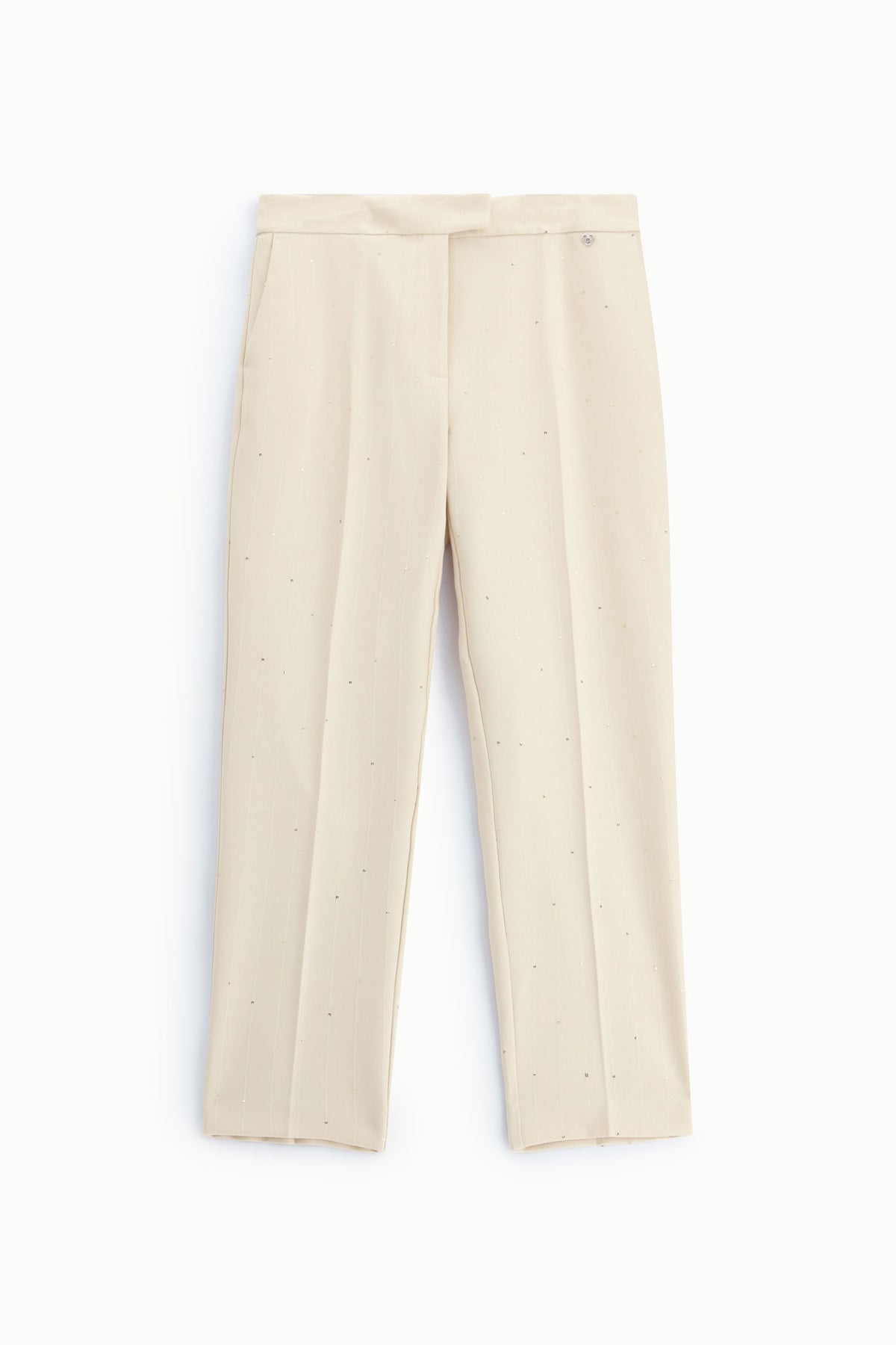 Pantaloni a sigaretta sartoriali con motivo a righe Please  - Panna
